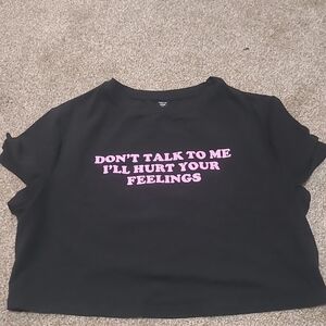 Black Crop Top with Pink Text